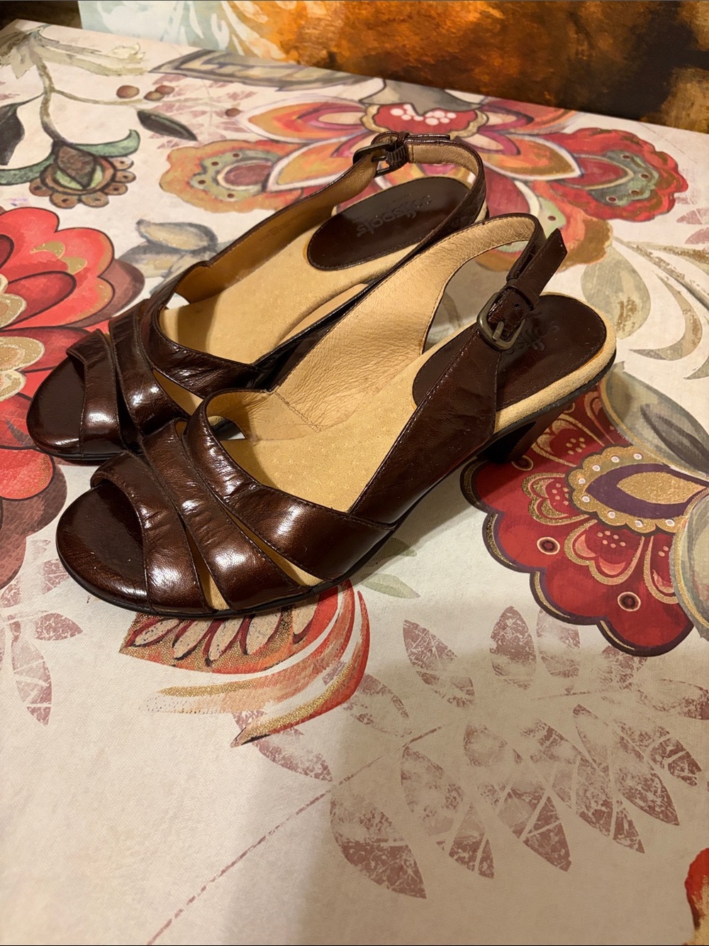 Softspots Brown Leather Slingback Heels